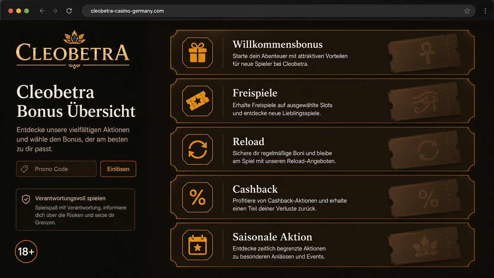 Welche Arten von Cleobetra Bonus gibt es?